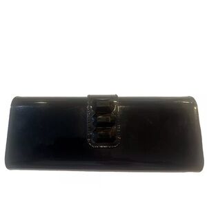 Lancôme Faux Patent Leather Clutch Style Evening Bag Red Interior Magnet Close